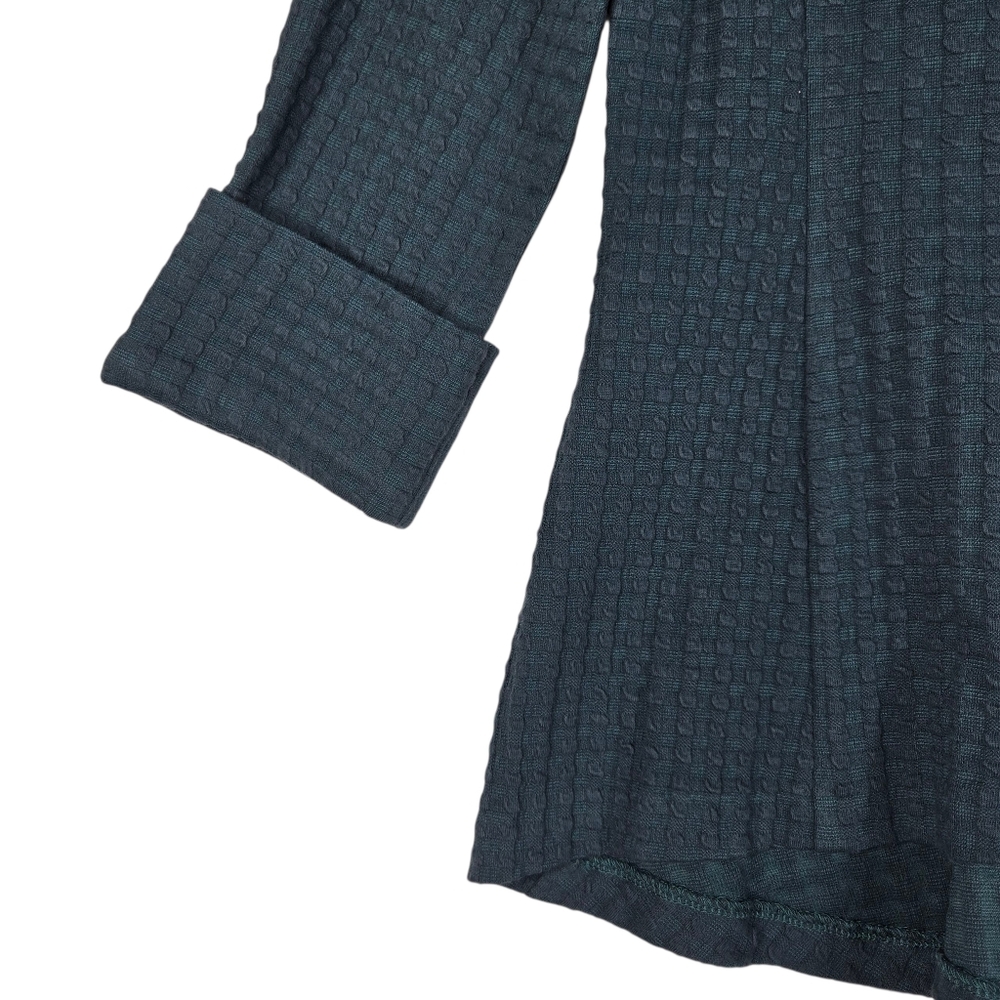 IC by Connie K Size Small Teal Green A-line Textured Knit Blazer Hi Low Hem - Picture 9 of 15